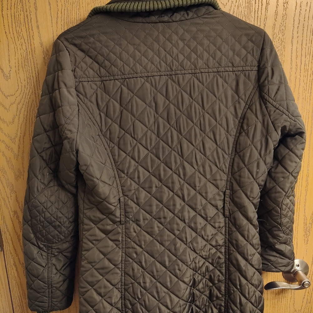 Quilted Long Puffer Jacket in Olive - Picture 6 of 6